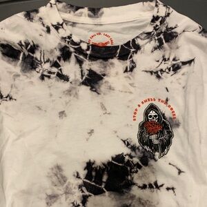 Black and White Tie-Dye Graphic T-Shirt